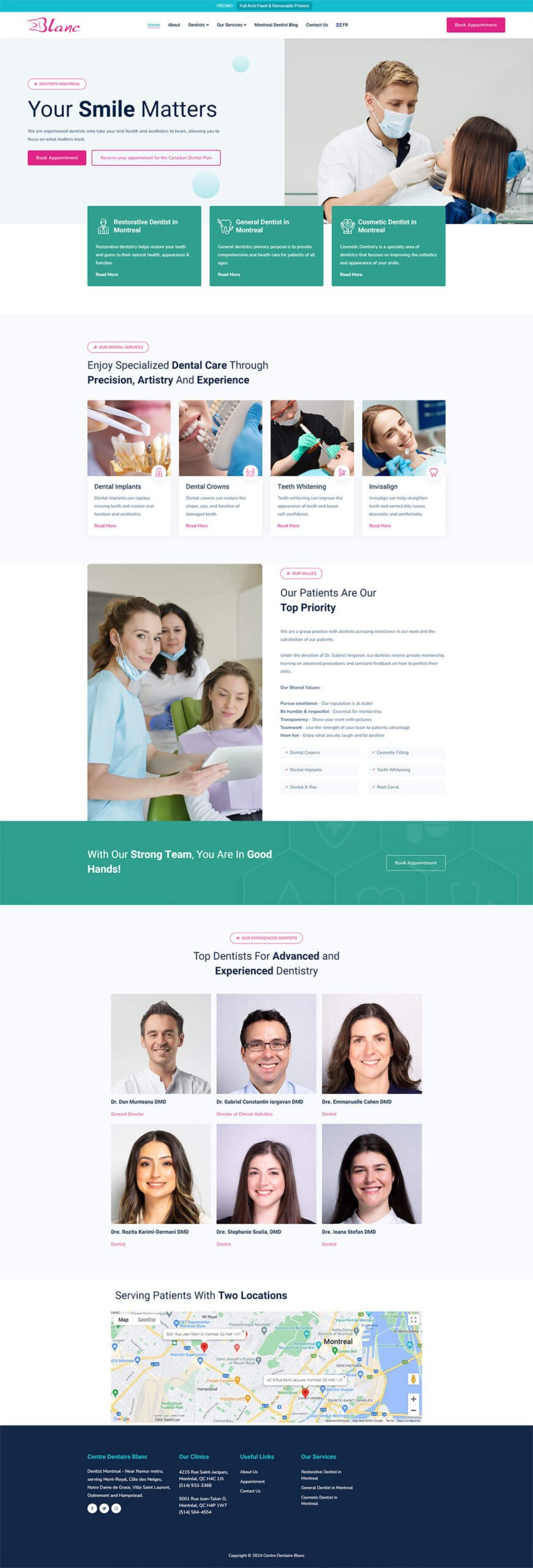 Разработка сайта для Centre Dentaire Blanc